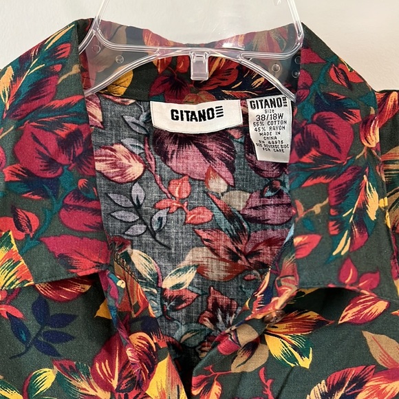 Gitano - 38/18w, vintage floral print blouse - Picture 3 of 3